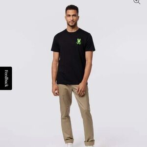 Psycho Bunny men’s Black Tee with Neon Green Logo